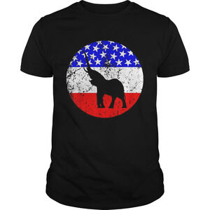 Elephant Retro Style Animal American Flag Shirt